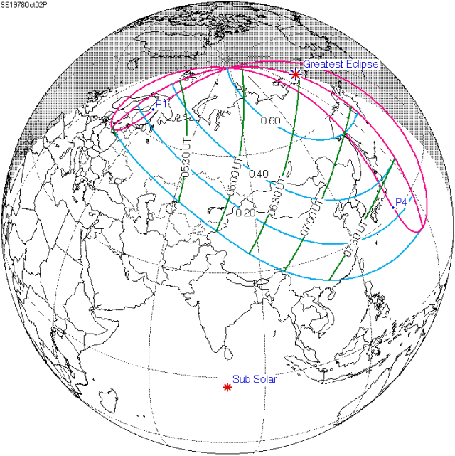 Annular Solar Eclipse Visible Over Pacific Ocean on October 2, 2024 A bright ring of sunlight surrounds the dark silhouette of the Moon against a blue sky over the Pacific Ocean during the annular solar eclipse.