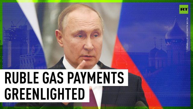Putin Ruble Gas Demand March 2022 Vladimir Putin gestures during a televised meeting where he announces Russia will demand ruble payments for natural gas sold to unfriendly nations.