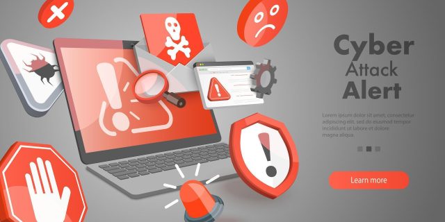 Uk National Crime Agency Building A person using a laptop with a warning icon and scam alert overlay, representing online fraud during the pandemic.