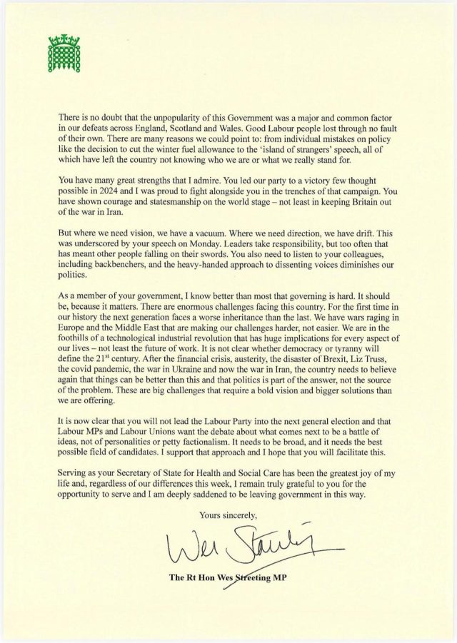 Wes Streeting Resignation May 2026 Wes Streeting Resignation May 2026