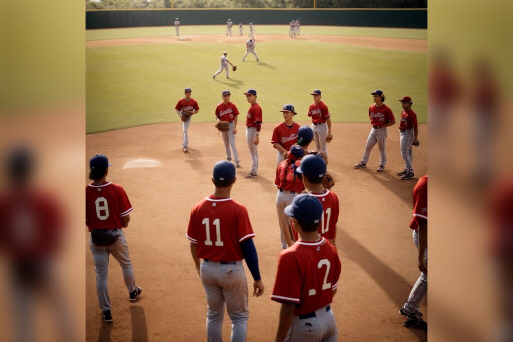 High School Baseball Players On Field